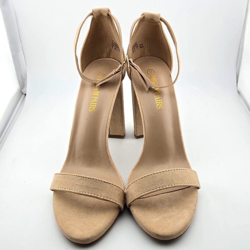 Dream Pairs Nude Suede Block Heel Sandals Women’s Size 9 Ankle Strap